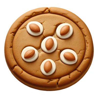 round gingerbread with three white almonds on top, seen from above sticker
