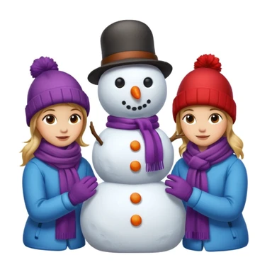 people making a snowman sticker