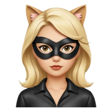 blonde woman with leather cat eye mask and leather blouseü sticker