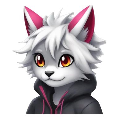 Anthro Dark Beautiful Colorful Shiny Edgy Cool Shy Grumpy FurSona Feline-Zangoose-Fakemon Emo Hair Vtuber Model sticker