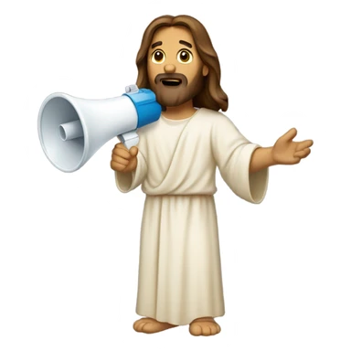 Jesus with a megaphone sticker