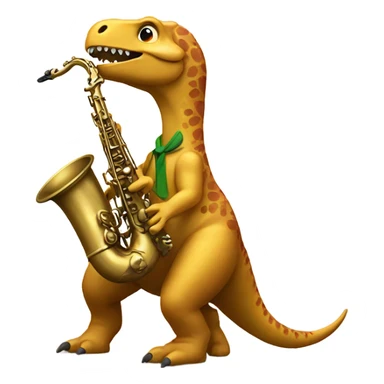 Saxophone riding on a dinosaur with a mustache  sticker