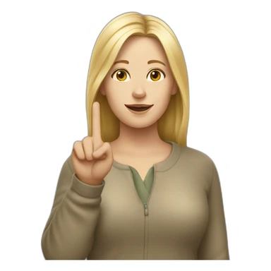 white woman shows peace with two fingers sticker