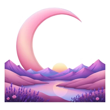 Shiny pastel rose-pink-lavender-violent-gradient crescent moon sunset aesthetic realistic real life scenery landscape sticker