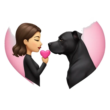 Brunette kissing big black pitbull dog, pink hearts, glamour  sticker