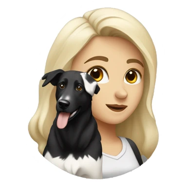 Blond woman near a Australien Shepherd dog Colored Black and white  sticker