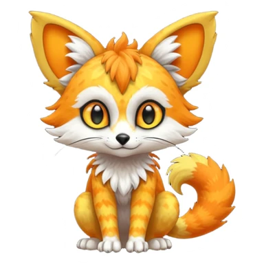 Colorful tropical exotic cute cool beautiful shiny beautiful fantasy-Trico-Cacomistle-oncilla-animal-Fakémon-hybrid-fursona (full body) sticker