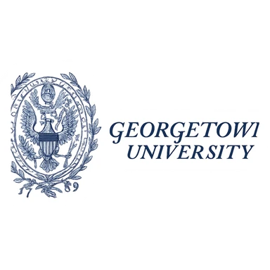 Georgetown University logo, official style, blue and gray color scheme, detailed crest, collegiate emblem sticker