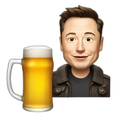 Elon musk with a beer sticker