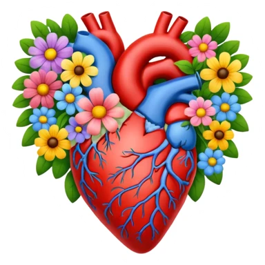 Anatomy heart + flower sticker