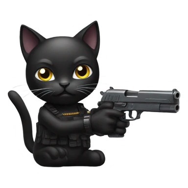 Black cat with gun sticker