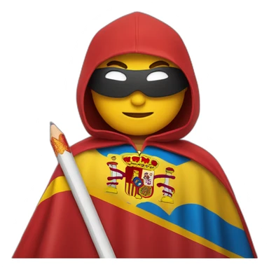 superhero pencil wearing a spain flag as a cape sticker