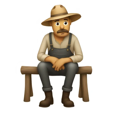 sad Farmer sitting Stick figure sticker