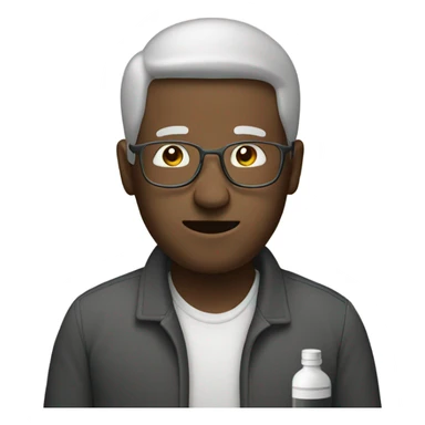 Man weighting meds sticker