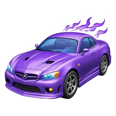 Purple car drifting with navy blue flames coming out of the rear tires. sticker