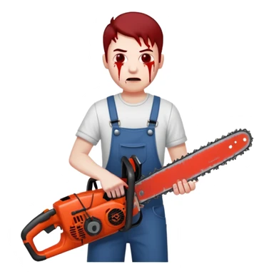 A bloody guy with a chainsaw sticker