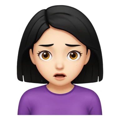 A girl with black hair surprised bending over sticker