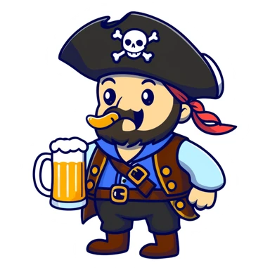 pirate drinking beer sticker