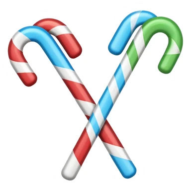 dual candy canes crossed together like swords striped with blue instead of red sticker