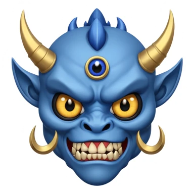 blue oni with black eye ball and gold iris sticker