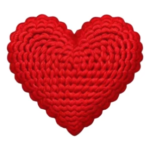 crocheted red heart sticker
