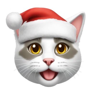 Whit cat with santa hat sticker