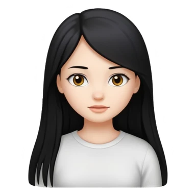 Chica con el pelo liso largo y negro y top blanco  sticker