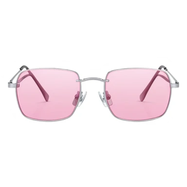 Y2K thin metal frameless pink glasses with geometric shaped lenses, 2000s style sticker