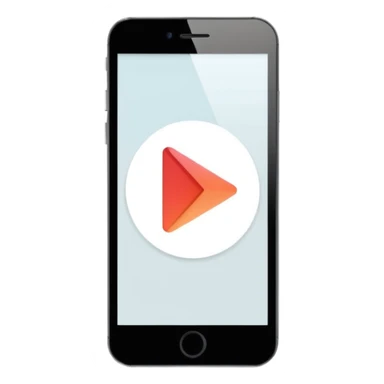 Minimalistic flat vector icon, iOS style, thin black contour on white background. Smartphone with play button and short video frames around it. Clean, no text, no shadows sticker