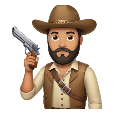 imagina un peruano con barba con una pistola en su mano derecha sticker