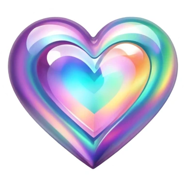 heart-shaped gemstone with swirling holographic colors sticker