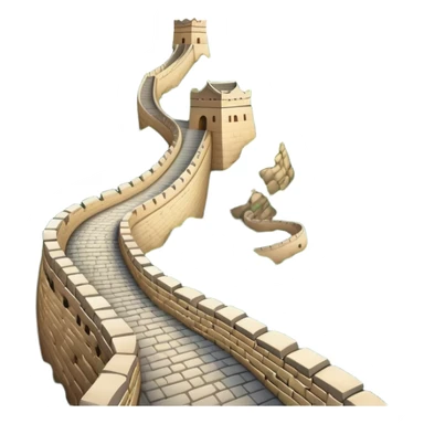 Great Wall of China, winding along mountain ridge, iconic stone structure, emoji style sticker