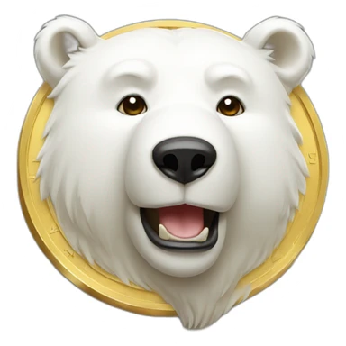 white bear with gold coin sticker