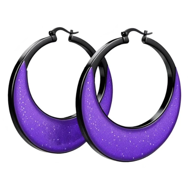 Black and Purple Glitter Sparkly Extra Large Hoop Earrings  sticker