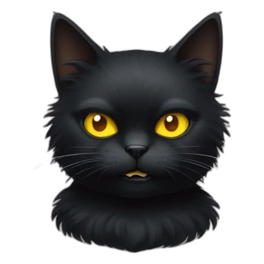 fluffy black cat with yellow eyes and angry face sticker