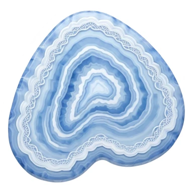 Polished blue lace agate gemstone with soft blue and white delicate patterns in layers sticker