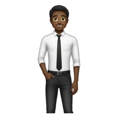 Jeune homme noir avec son Chaton blanc mignon sticker