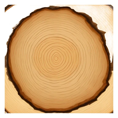 a tree cut open in profile, round, where you can see annual rings  sticker