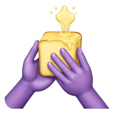 purple four finger hand with butter sticker