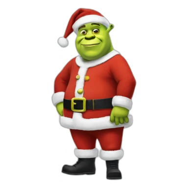 shrek as santa standing-with-black-shoes sticker