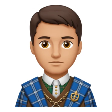  brunette man wearing scottish traditional clothes sticker