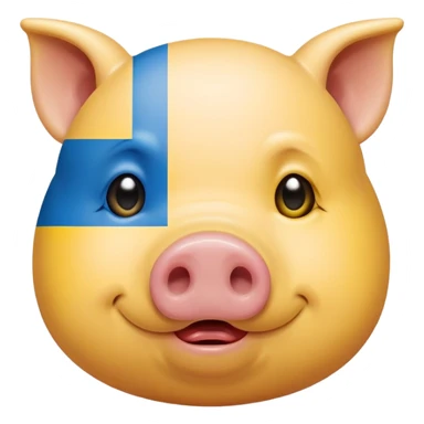 Pig is crying coloured in Ukrainian flag sticker