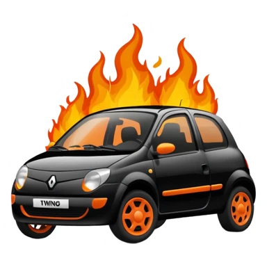 black renault twingo re on fire sticker