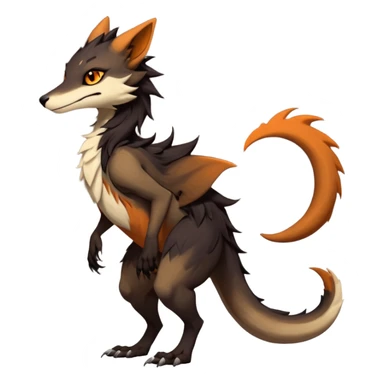 Brown and beige badass elegant wild beautiful natural cute badass epic exotic anthro modern furry 2-legged sergal-vernid-creature, full body, dark-brown-black-gradient pretty hair, with a long tufted tail, beautiful hazel-orange eyes, aesthetic, art by LiLaiRa, art by art by Falvie sticker