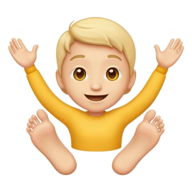 An emoji face that has his feet in the air behind him sticker
