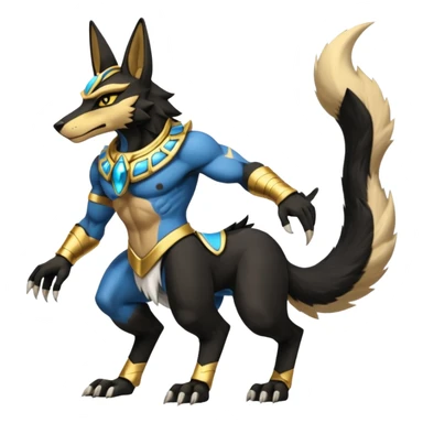 Black-furred Anubis-Lucario-fusion-hybrid (full body) sticker