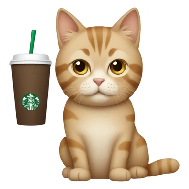 beige cat drinking starbucks sticker