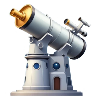 An icon featuring an observatory with a giant telescope, set against a starry sky. The design includes visible planets, distant stars, and galaxies, symbolizing the study of astronomy and celestial exploration. Transparent background highlights the wonder of the universe. sticker