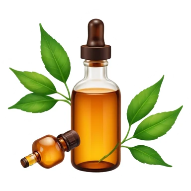 bottle of essential oil with a leaf sticker