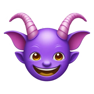 smiling violet imp face with horns flying paraglide sticker
